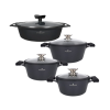 ZWIEGER BLACK STONE Zestaw garnków z pokrywkami 20, 24, 28 cm + Brytfanna 33 cm / GREBLON non-stick