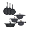 ZWIEGER BLACK STONE Zestaw garnków z pokrywkami 20, 24, 28 cm + Patelnie 20, 24, 28 cm + Brytfanna 33 cm