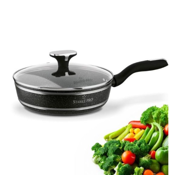 STARKE PRO CELEBRITY MARBLE Patelnia głęboka 24 cm + pokrywka / non-stick / indukcja