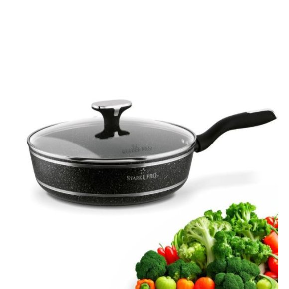 STARKE PRO CELEBRITY MARBLE Patelnia głęboka 28 cm + pokrywka / non-stick / indukcja