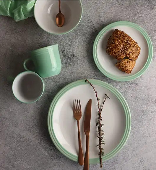 WYPRZEDAŻ! WATERSIDE CAMDEN GREEN Serwis obiadowy 8 el / 2 osób / porcelana