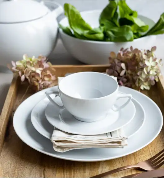 LUBIANA BOSS BIAŁY Serwis obiadowo - kawowy 46 el / 6 osób 