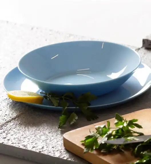 WYPRZEDAŻ! LUMINARC DIWALI LIGHT BLUE Komplet 3 talerzy dla 1 osoby / szkło hartowane