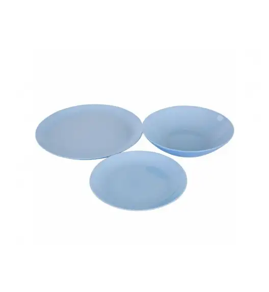 WYPRZEDAŻ! LUMINARC DIWALI LIGHT BLUE Komplet 3 talerzy dla 1 osoby / szkło hartowane