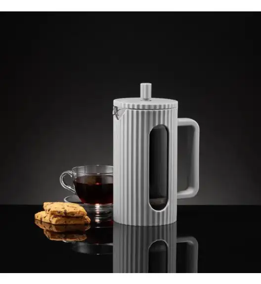 AMBITION CURLY Zaparzacz szklany 600 ml z pokrywką / szary