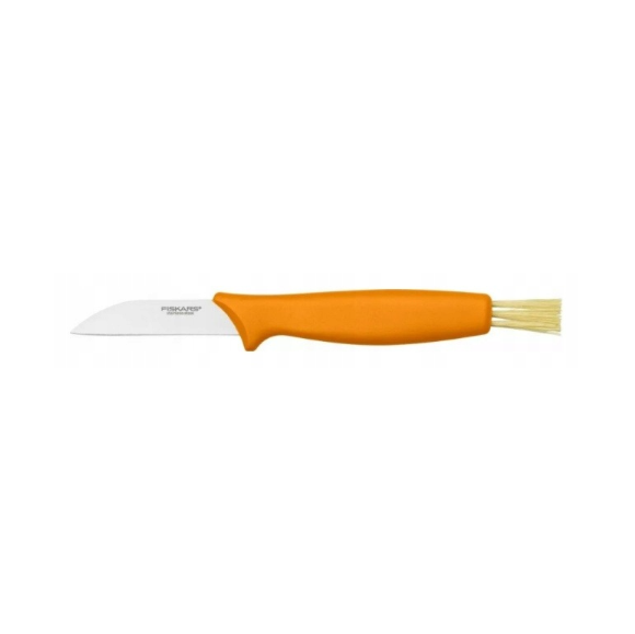 FISKARS 1075043 Nóż do grzybów 21 cm ze szczoteczką | pomarańczowy | stal nierdzewna 