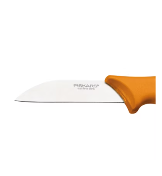 FISKARS 1075043 Nóż do grzybów 21 cm ze szczoteczką | pomarańczowy | stal nierdzewna 