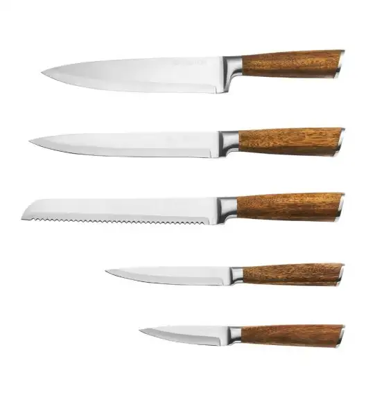 AMBITION PARMA Komplet noży w bloku drewnianym 6 elementów / drewniana rękojeść