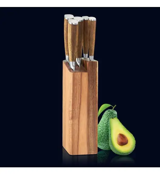 AMBITION PARMA Komplet noży w bloku drewnianym 6 elementów / drewniana rękojeść