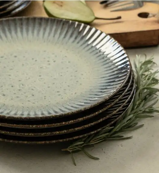 WYPRZEDAŻ! LUBIANA STONEWARE CERAMIKA / METEOR DESERT / Komplet 8 talerzy dla 4 osób / porcelana