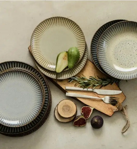 WYPRZEDAŻ! LUBIANA STONEWARE CERAMIKA / METEOR DESERT / Komplet 8 talerzy dla 4 osób / porcelana