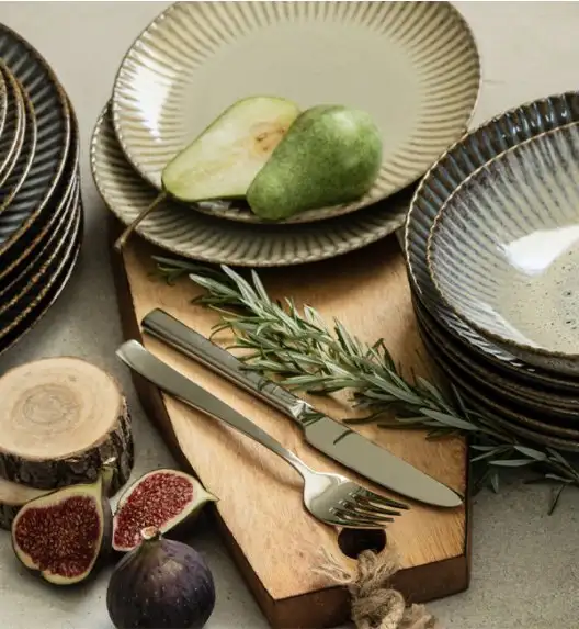 WYPRZEDAŻ! LUBIANA STONEWARE CERAMIKA / METEOR DESERT / Komplet 8 talerzy dla 4 osób / porcelana