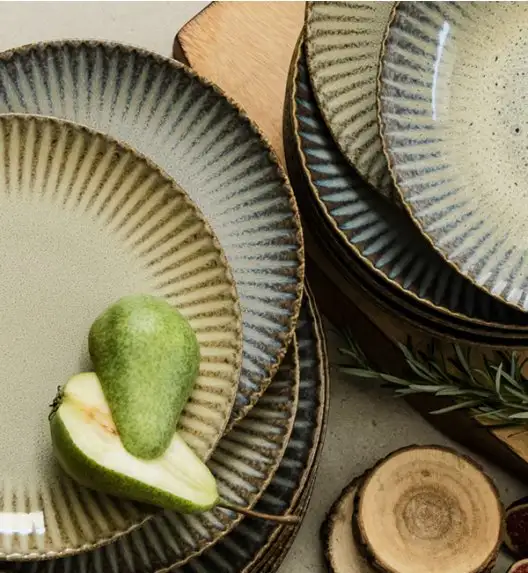 WYPRZEDAŻ! LUBIANA STONEWARE CERAMIKA / METEOR DESERT / Komplet 8 talerzy dla 4 osób / porcelana