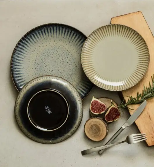 WYPRZEDAŻ! LUBIANA STONEWARE CERAMIKA / METEOR DESERT / Komplet 8 talerzy dla 4 osób / porcelana
