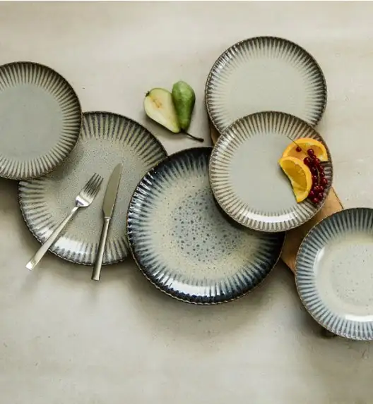WYPRZEDAŻ! LUBIANA STONEWARE CERAMIKA / METEOR DESERT / Komplet 8 talerzy dla 4 osób / porcelana