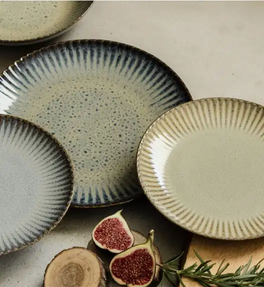 WYPRZEDAŻ! LUBIANA STONEWARE CERAMIKA / METEOR DESERT / Komplet 8 talerzy dla 4 osób / porcelana