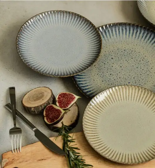 WYPRZEDAŻ! LUBIANA STONEWARE CERAMIKA / METEOR DESERT / Komplet 8 talerzy dla 4 osób / porcelana