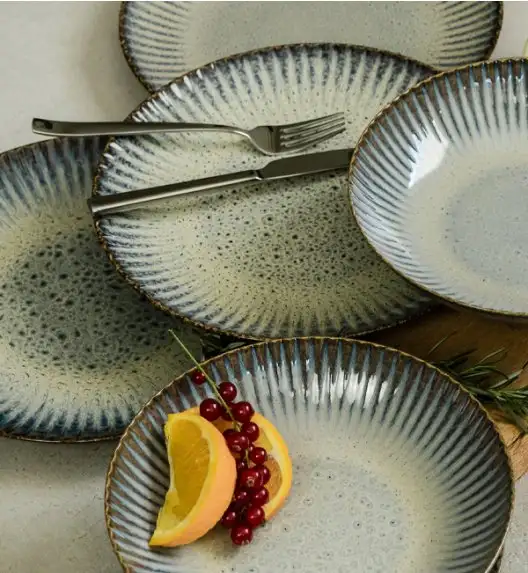 WYPRZEDAŻ! LUBIANA STONEWARE CERAMIKA / METEOR DESERT / Komplet 8 talerzy dla 4 osób / porcelana