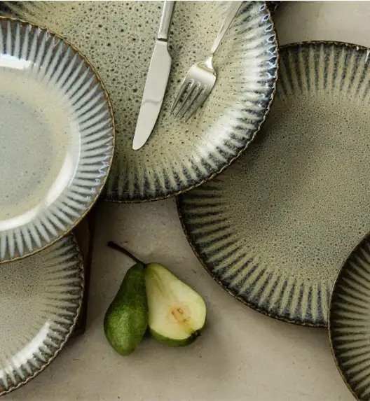 WYPRZEDAŻ! LUBIANA STONEWARE CERAMIKA / METEOR DESERT / Komplet 8 talerzy dla 4 osób / porcelana