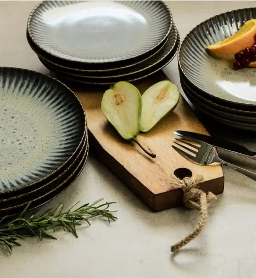 WYPRZEDAŻ! LUBIANA STONEWARE CERAMIKA / METEOR DESERT / Komplet 8 talerzy dla 4 osób / porcelana