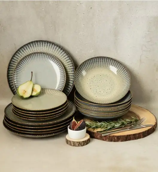 WYPRZEDAŻ! LUBIANA STONEWARE CERAMIKA / METEOR DESERT / Komplet 3 talerzy głębokich / porcelana