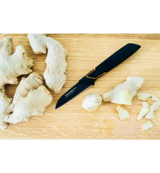 FISKARS EDGE 1003099 Zestaw 5 noży kuchennych w bloku czarnym / stal 420J2 / czarne ostrza + OSTRZAŁKA Koopman