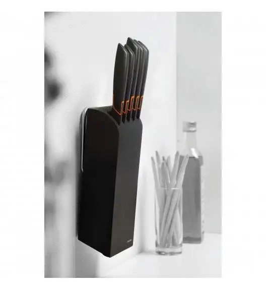 FISKARS EDGE 1003099 Zestaw 5 noży kuchennych w bloku czarnym / stal 420J2 / czarne ostrza + OSTRZAŁKA Koopman