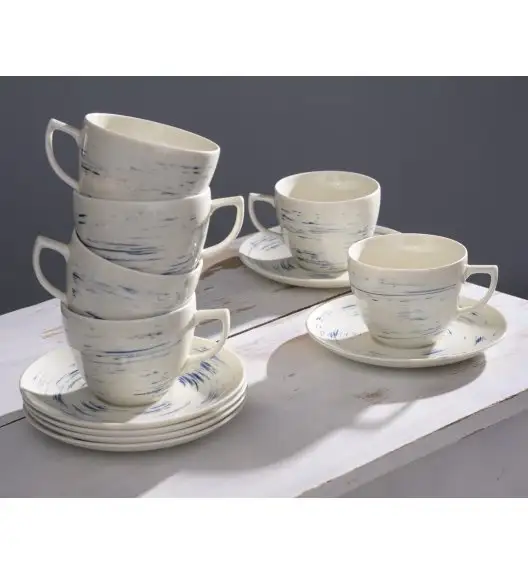 WYPRZEDAŻ! CHODZIEŻ CITY CT22 BORÓWKOWY KREM Serwis kawowy 6 el / 3 osób / porcelana