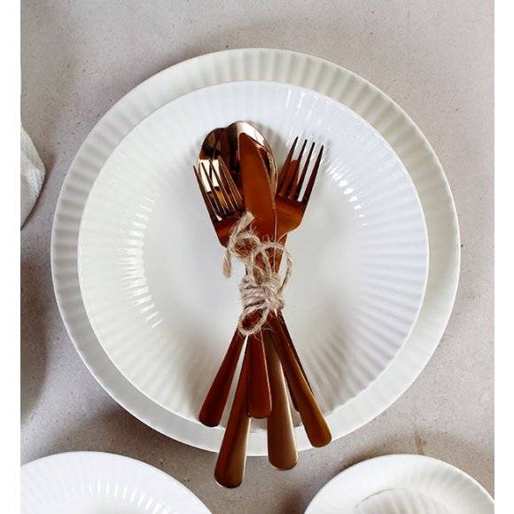 WYPRZEDAŻ! LUBIANA DAISY IVORY Ecru Zestaw 6 talerzy głębokich / porcelana
