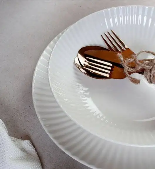 WYPRZEDAŻ! LUBIANA DAISY IVORY Ecru Zestaw 6 talerzy głębokich / porcelana