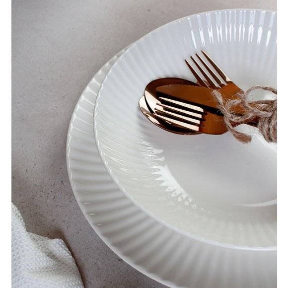 WYPRZEDAŻ! LUBIANA DAISY IVORY Ecru Zestaw 6 talerzy głębokich / porcelana