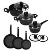 ZWIEGER FORTE Komplet garnków z pokrywkami 6 el /16, 18, 20 cm + Patelnia 20, 24, 28 cm + pokrywki Zwieger / aluminium