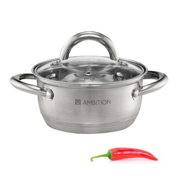 AMBITION SOLAR Garnek z pokrywką 14 cm 1,1 l / stal nierdzewna / indukcja