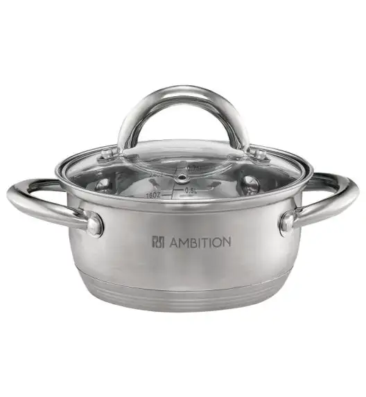 AMBITION SOLAR Komplet garnków z pokrywkami 6 el / stal nierdzewna / indukcja