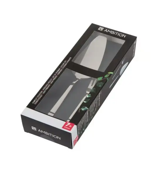 AMBITION COMO Komplet sztućców 30 el dla 6 osób + łopatka do ciasta w pudełku / srebrne