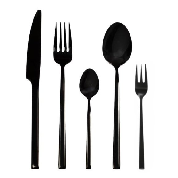 AMBITION COMO BLACK Komplet sztućców 60 el dla 12 osób w pudełku / czarne sztućce