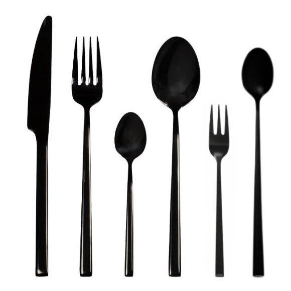 AMBITION COMO BLACK Komplet sztućców 72 el dla 12 osób w pudełku / czarne sztućce