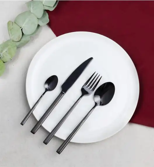 AMBITION COMO BLACK Komplet sztućców 108 el dla 18 osób w pudełku / czarne sztućce