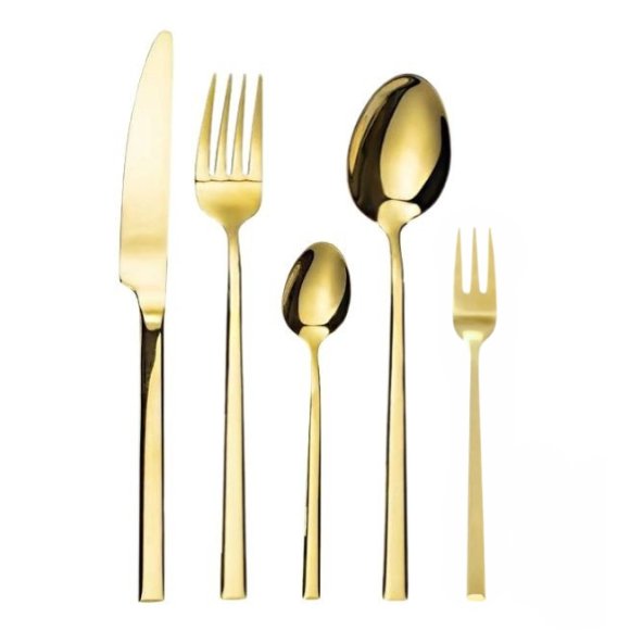 AMBITION COMO GOLD Komplet sztućców złotych 60 el dla 12 osób w pudełku