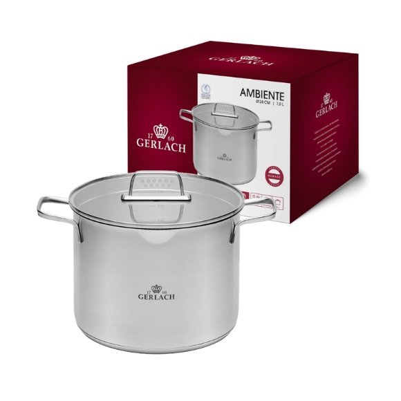 GERLACH AMBIENTE Garnek 7 l z pokrywką 24 cm / stal nierdzewna