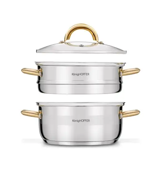 KonigHOFFER FARO GOLD Garnek do gotowania na parze z pokrywką 20 cm / 2,9 l / stal nierdzewna / indukcja