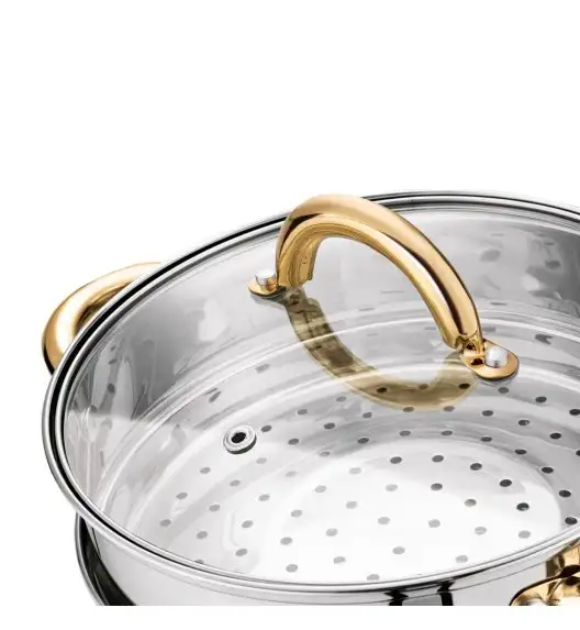 KonigHOFFER FARO GOLD Garnek do gotowania na parze z pokrywką 20 cm / 2,9 l / stal nierdzewna / indukcja