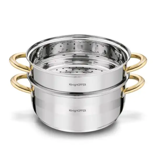 KonigHOFFER FARO GOLD Garnek do gotowania na parze z pokrywką 20 cm / 2,9 l / stal nierdzewna / indukcja