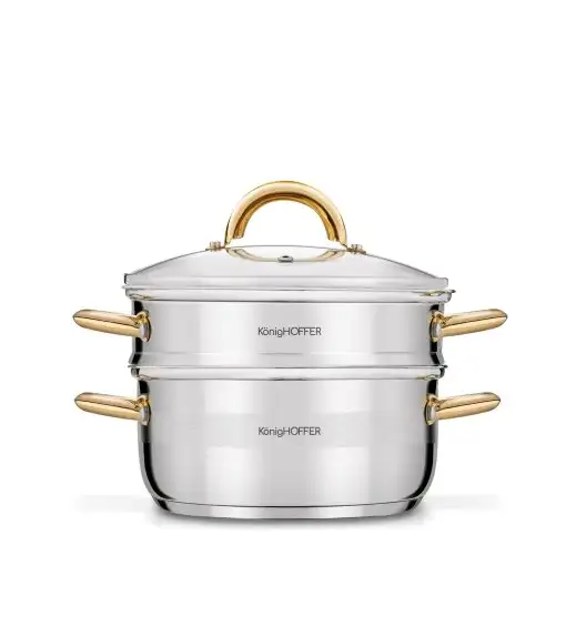 KonigHOFFER FARO GOLD Garnek do gotowania na parze z pokrywką 20 cm / 2,9 l / stal nierdzewna / indukcja