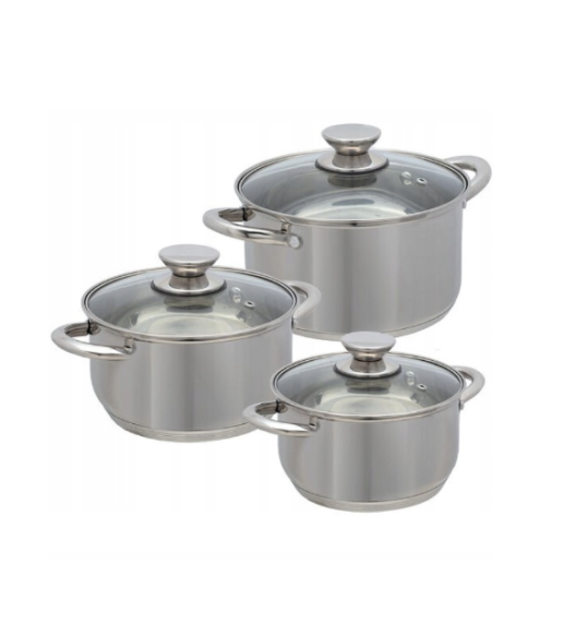 AMBITION LEA Komplet Garnki z pokrywkami 6 el / stal nierdzewna / 320045