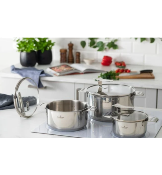 ZWIEGER VISIONARY Komplet 3 garnki z pokrywkami 16, 20, 24 cm / stal nierdzewna / indukcja