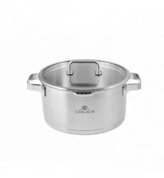 GERLACH PRESTIGE PLUS Komplet Garnki z pokrywkami 10 el / stal nierdzewna / INDUKCJA + Patelnia Initial 24, 28 cm +garnek 7 l Ambiente 