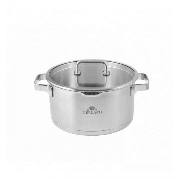GERLACH PRESTIGE PLUS Komplet Garnki z pokrywkami 10 el / stal nierdzewna / INDUKCJA + Patelnia Initial 24, 28 cm +garnek 7 l Ambiente 