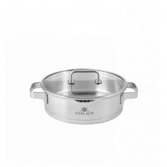 GERLACH PRESTIGE PLUS Komplet Garnki z pokrywkami 10 el / stal nierdzewna / INDUKCJA + Patelnia Initial 24, 28 cm +garnek 7 l Ambiente 