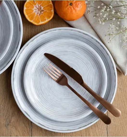 LUBIANA KERAJET | 709 KJ BRĄZOWY | Serwis obiadowy 12/36 elementów | 9174A